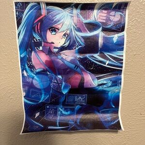 Anime Wall Poster with Blue and Pink Accents
